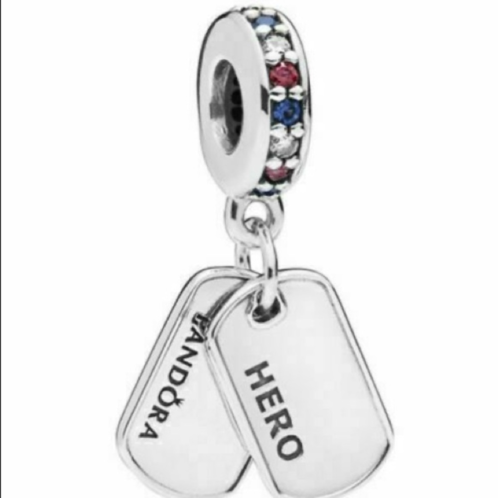 Authentic Pandora Dog Tag Hero Charm